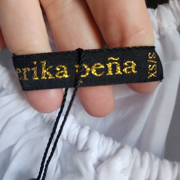 Erika Pena Rita Short Women's Boho Off Shoulder Ruffle White Dress Size XS/S - Picture 4 of 7